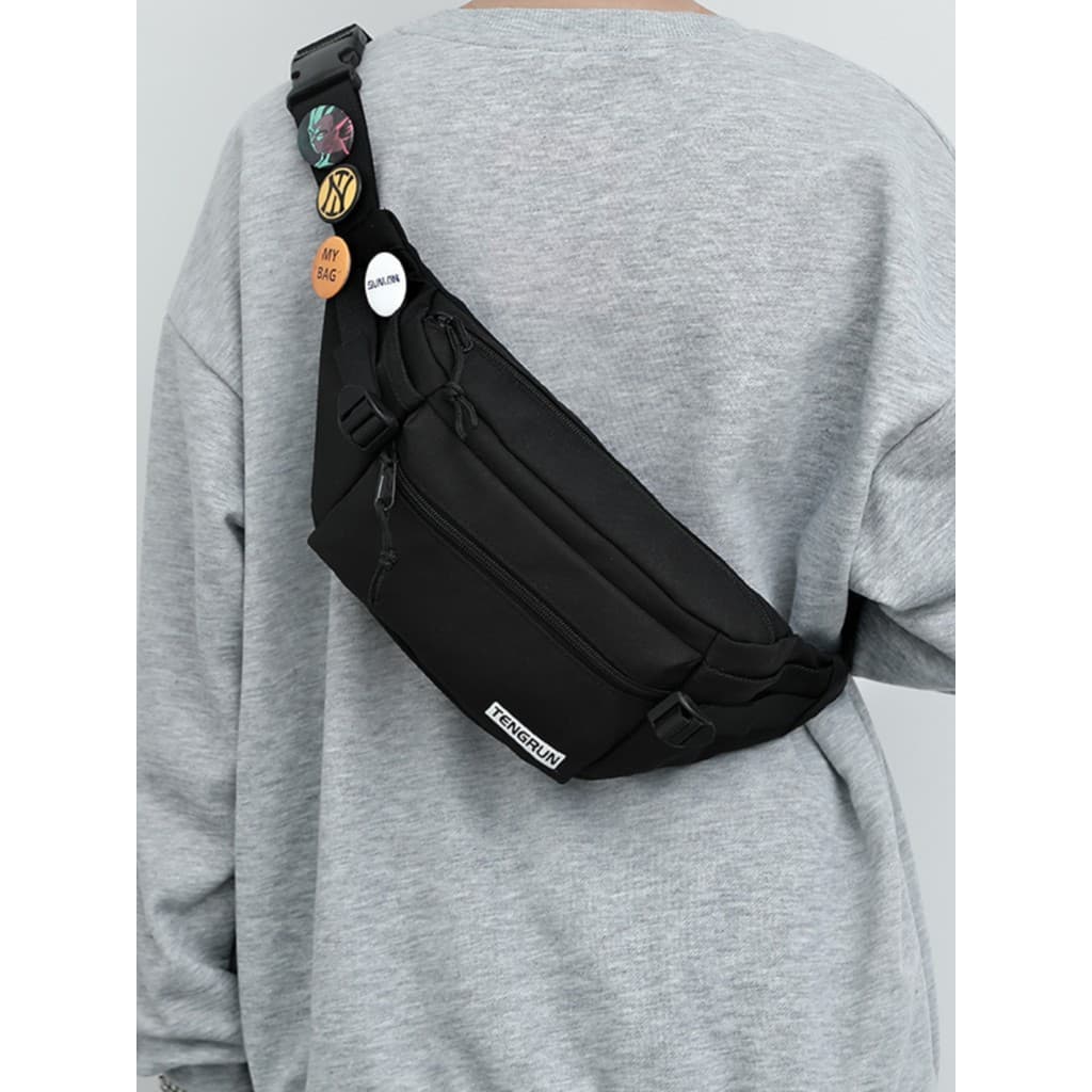 Bolsa mensageiro masculina estilo Street Wear bolsa de peito masculina bolsa de cintura pequena bolsa de ombro novo esti