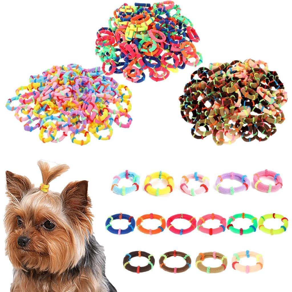 300 Elásticos de Borracha para Animais de Estimação, Pequenos Elásticos para Cabelo, Laços de Cabelo para Cães, Acessóri
