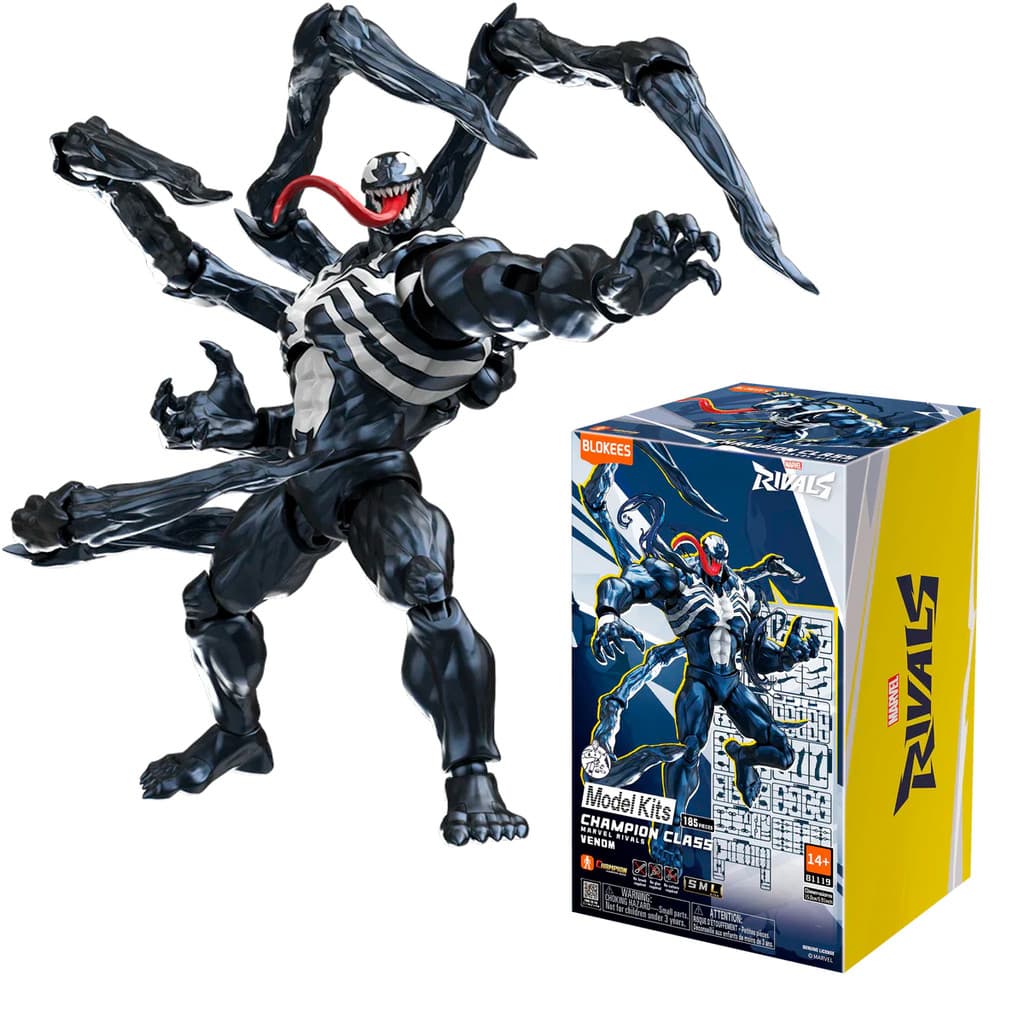 Boneco Colecionável Marvel Champion Class Rivals Vilão Venom 185 Peças Blokees