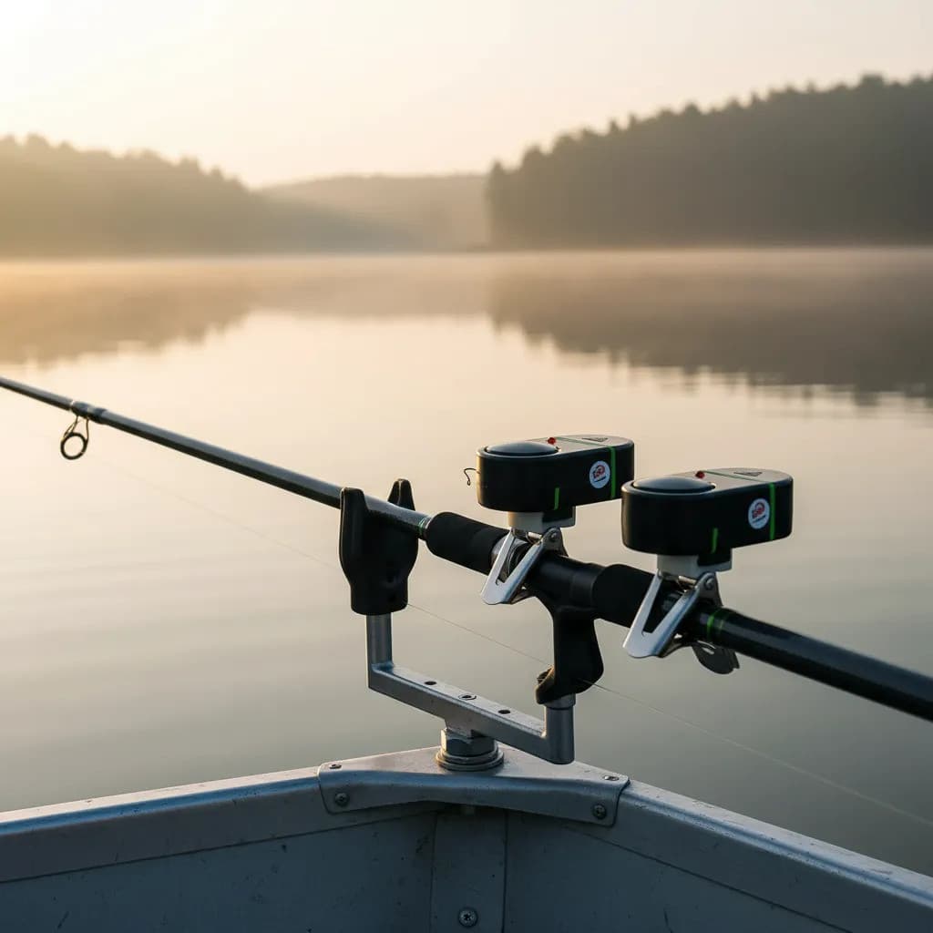 2 Alarme noturno Sonoro Com Led E Baterias Para Varas De Pesca Preto