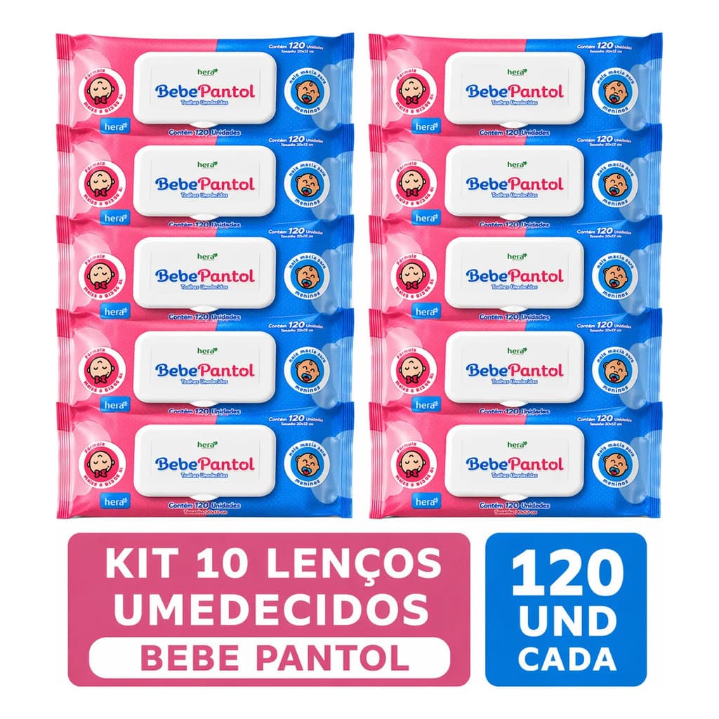 Kit 10 Lenços Umedecidos Bebepantol 120un