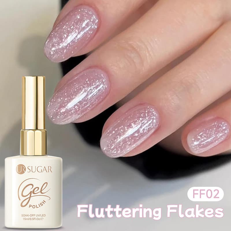 UR Açúcar Geléia Rosa Flocos Esvoaçantes Gel Unha Polonês Suprimentos Verniz Semi Permanente Embeber Fora UV LED 15ml