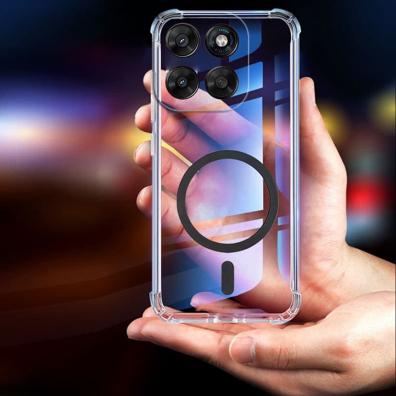 Capa Transparente Para Motorola Moto G67 G77 Edge 70 Fusion De Silicone TPU Macio De Alta Qualidade Com Adesivo Magnétic