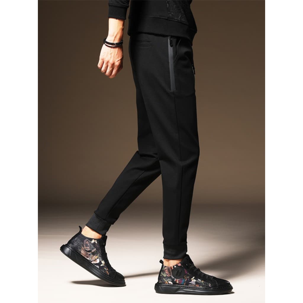 Calças masculinas bonitas primavera outono novo estilo calças esportivas calças casuais masculinas magro-ajuste magro Sw