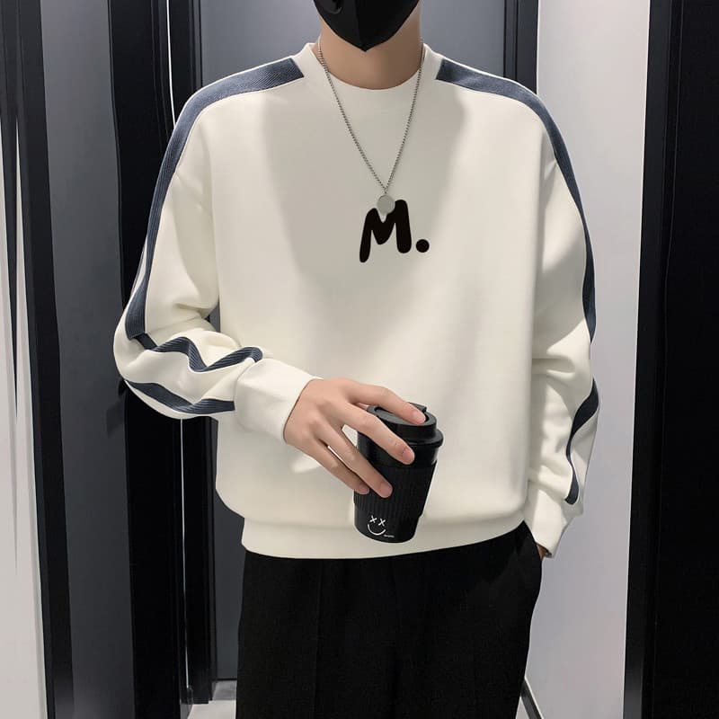 High-End contraste cor moletom masculino versão coreana na moda Casual roupas masculinas 2024 primavera outono novo esti
