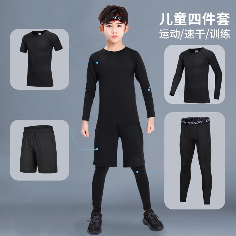 Crianças de secagem rápida terno esportivo collants basquete treinamento terno Leggings outono inverno meninos futebol F