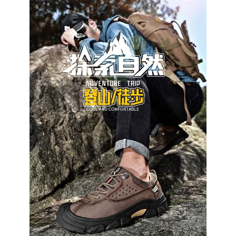 Sanzan sapatos de caminhada masculino camada superior de couro esportes ao ar livre sapatos casuais masculino couro genu
