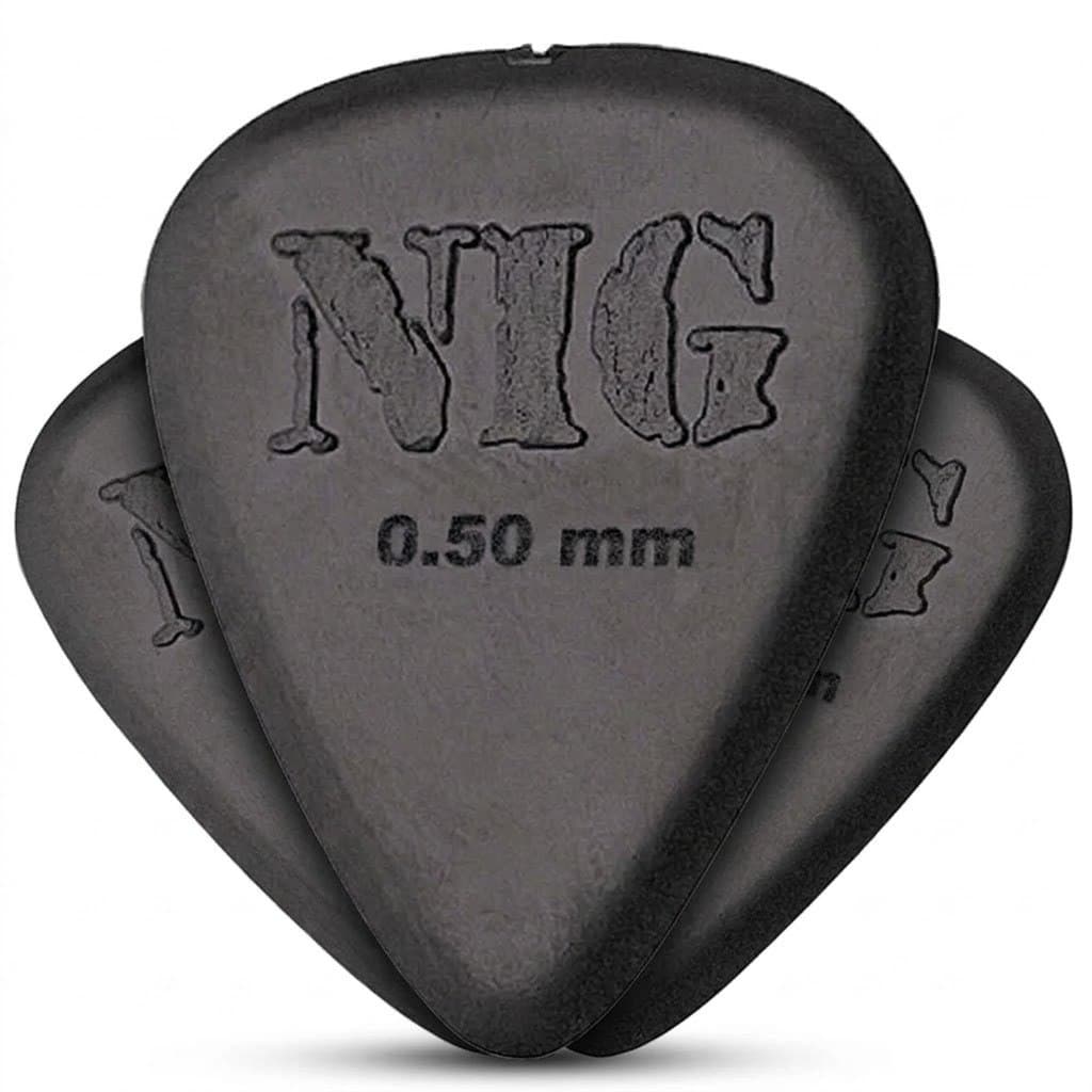 Kit 3 Palheta NIG 070mm Preta Delrin Média Guitarra Violão Baixo Cavaco Textura Antiderrapante Ataque Preciso