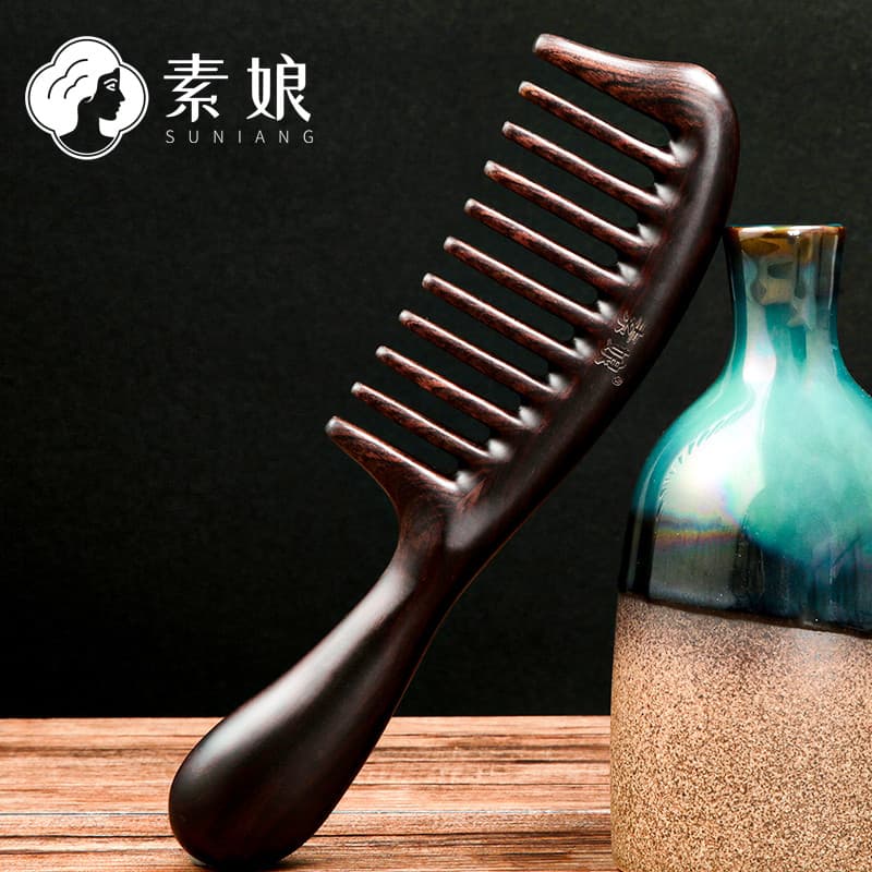 Suniang pente de sândalo, pente de dente largo, pente de dente grande para mulheres, Anti-especial, perda de cabelo long