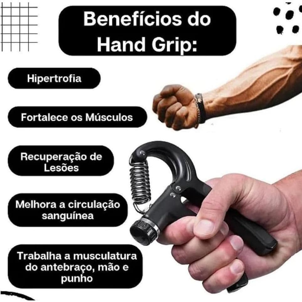 Hand Grip Ajustável Premium 60KG - Exercitador de Mãos, Punhos e Antebraços para Fisioterapia, Musculação, Reabilitação