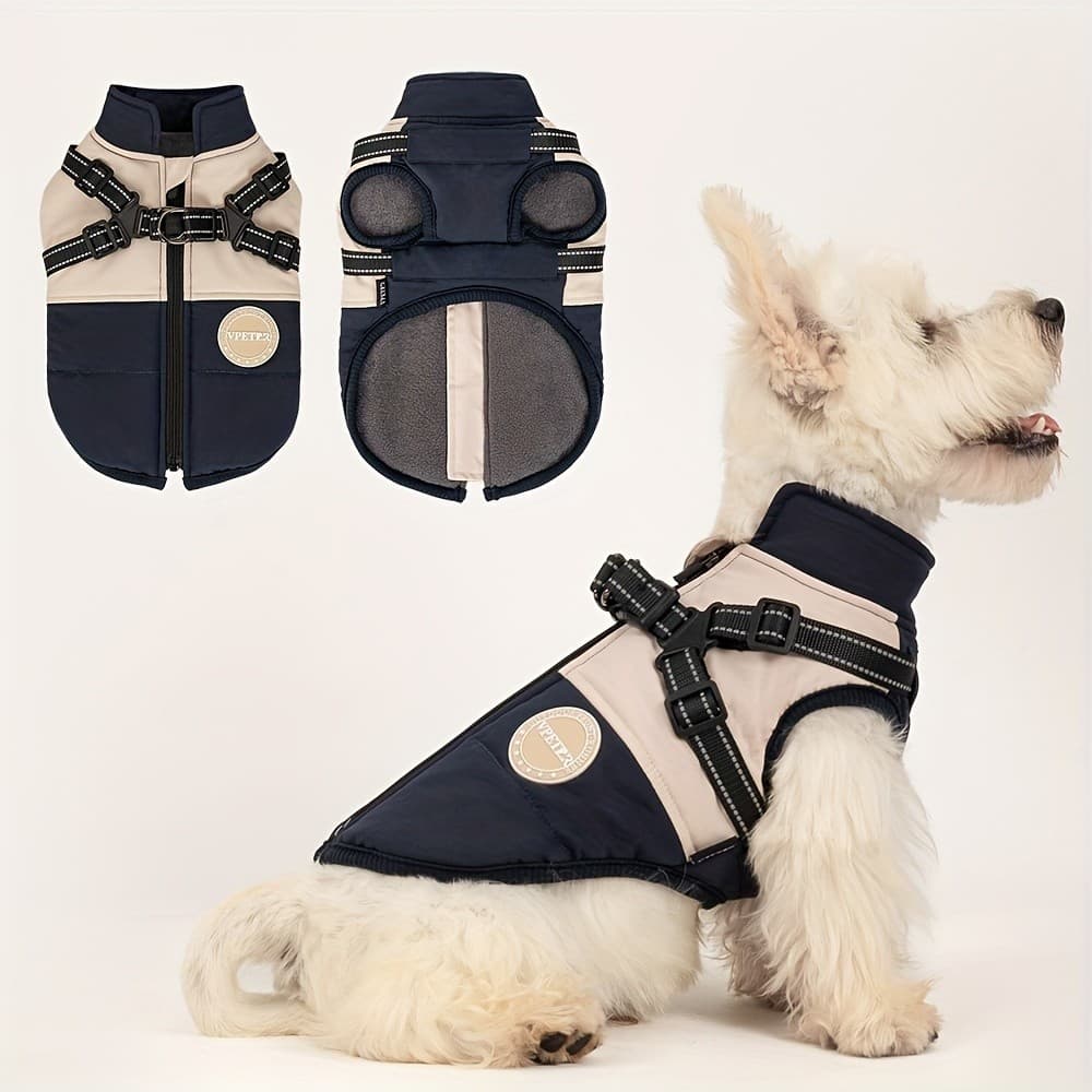 Casaco Quente para Animais de Estimação, Colete Refletivo de Lã para Cães, Aquecimento de Inverno, Fivela Ajustável, Jaq