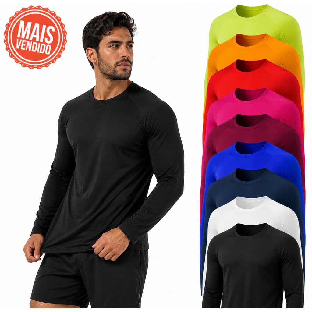 Camisa Unisex Fit Manga Longa Térmica Proteção Uv 50+ Segunda Pele Camiseta Blusa Malha Fria Academia Fitnes Motoboy
