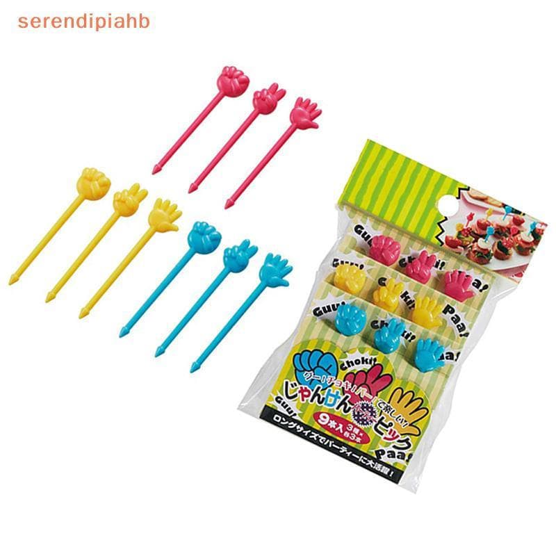 [serendipiahb] 9 Peças Garfo De Frutas De Plástico De Qualidade Alimentar Mini Desenho Animado Bolo Infantil Dente Bento