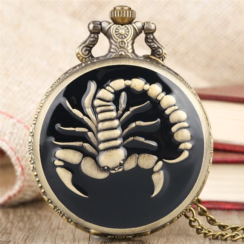 Steampunk 3D Scorpion Homens Mulheres Relógio De Bolso De Quartzo Corrente De Colar De Caçador Completo