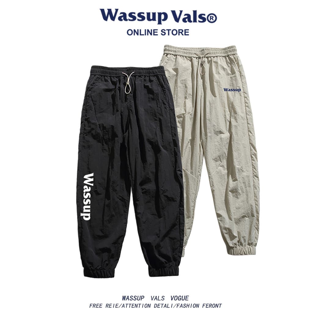 WASSUP VALS Mountain Series Calças de secagem rápida de seda gelada masculinas estilo fino verão calças soltas na moda c