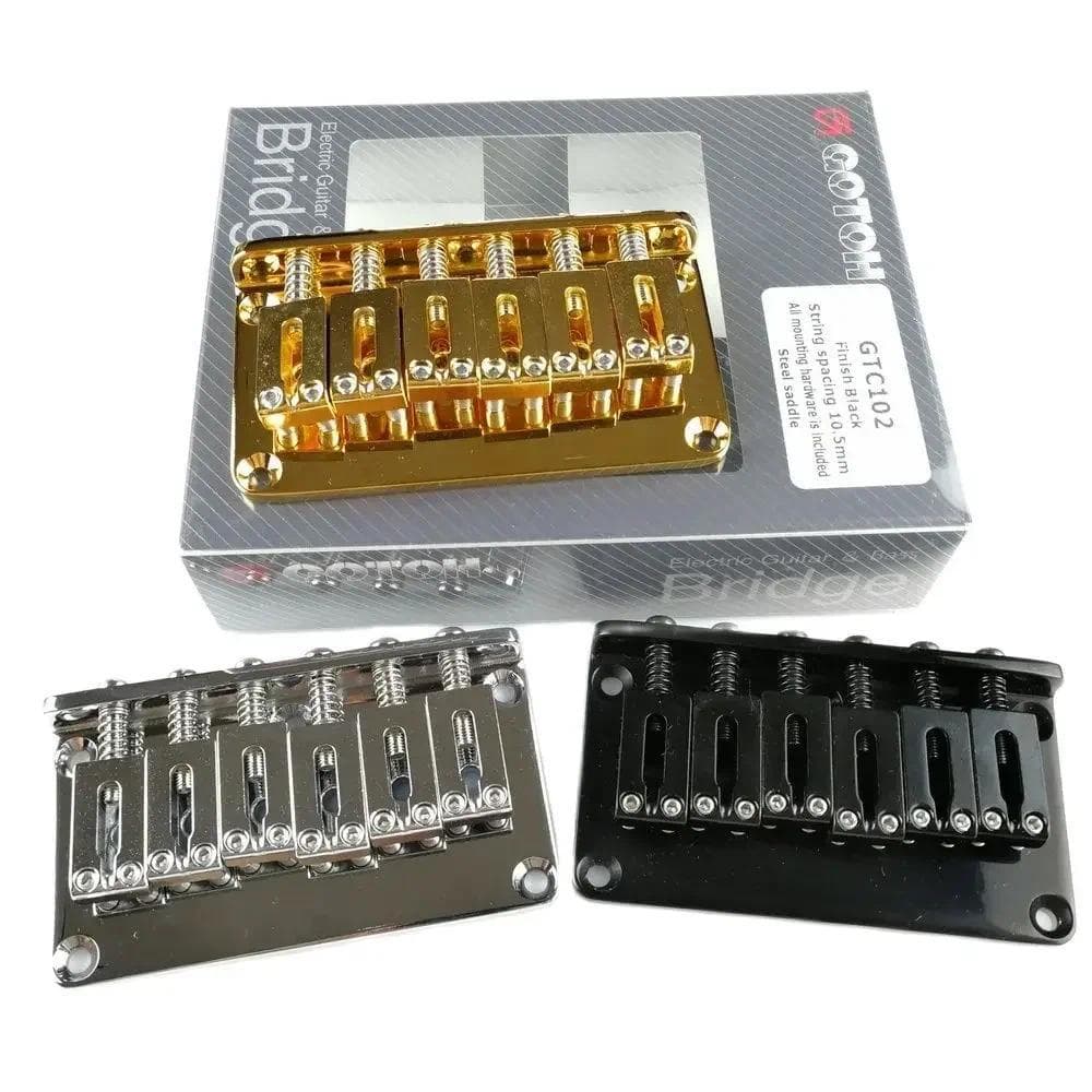 Dda-Genuine Original GOTOH GTC102 Guitarra Elétrica Ponte Fixa Com Acabamento De Sela De Aço Cromo Preto Ouro
