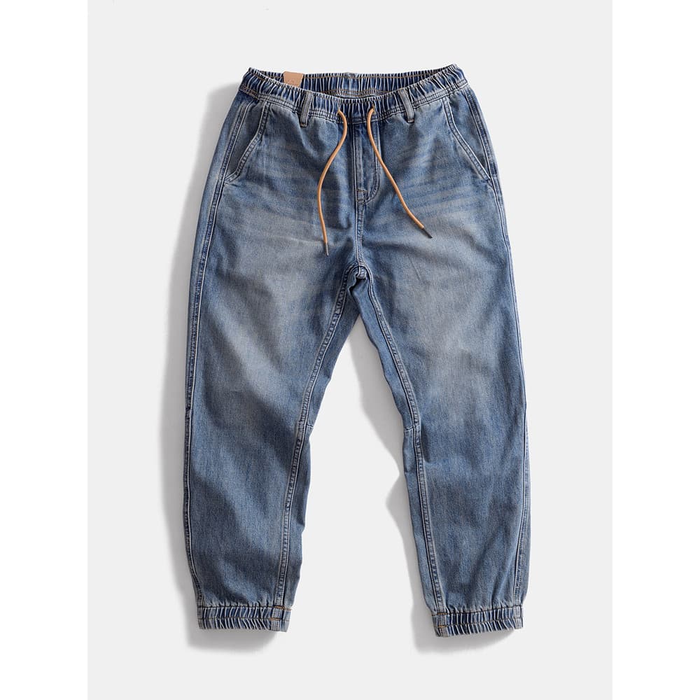 Calças até o tornozelo Retro puro algodão Jeans estilo japonês lavado angustiado solto Casual macacão americano Leggings