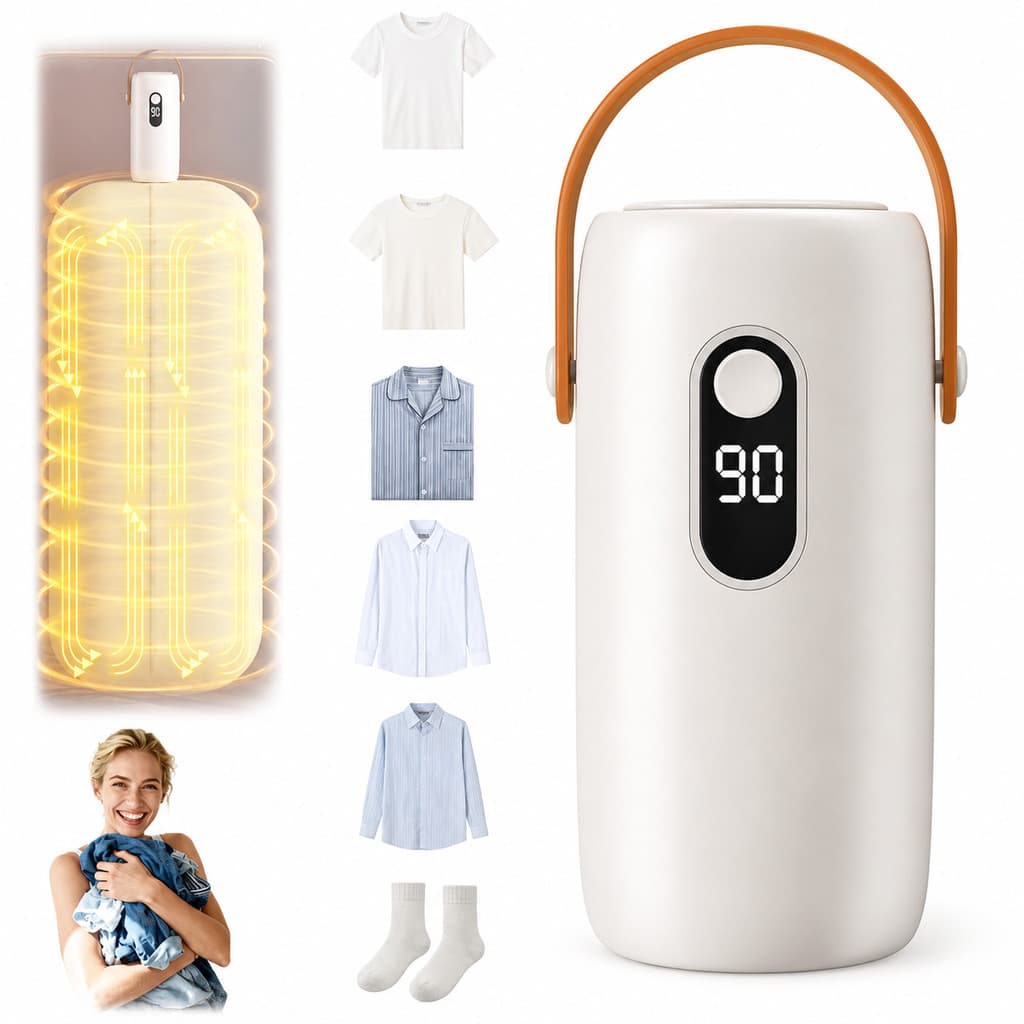 Secadora De Roupas Portátil Com Painel Digital Secagem Uniforme 360 Protege Tecidos Lã Seda E Algodão 110V