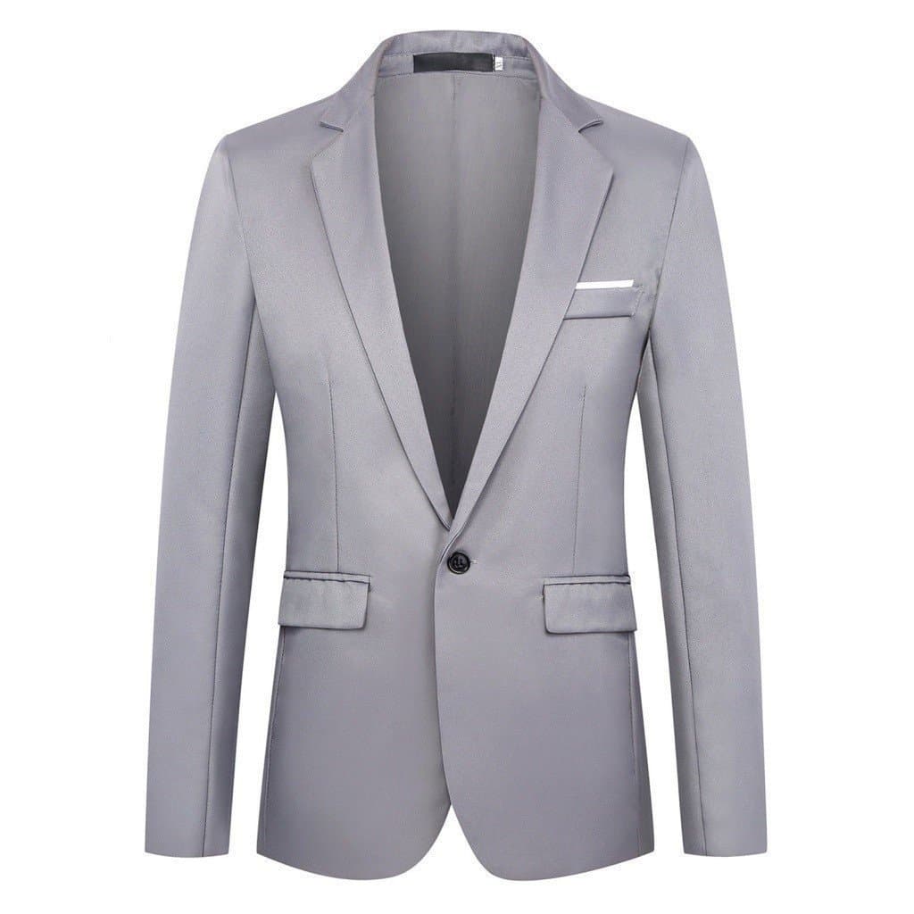 Blazer Masculino Elegante de Manga Longa, Cor Sólida, Gola Reversível, Corte Slim Fit EFFC