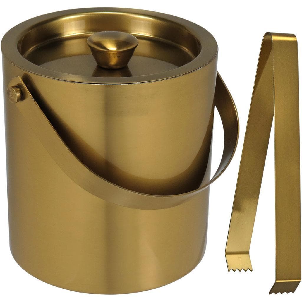 Balde Gelo para Bebida Decorativo Home&Co Parede Dupla Inox 1,8L 15x15 Dourado