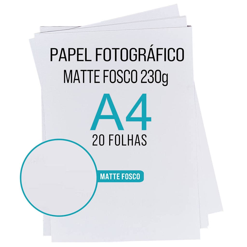 Papel Matte A4 230g Fotográfico Branco Fosco Sem Brilho com 20 Folhas X-Full