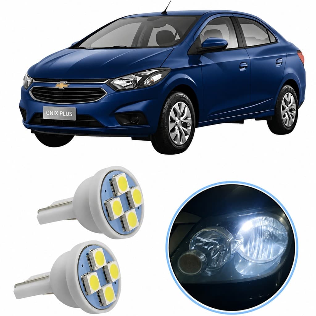 Luz De Posição Led Branca T10 Farolete Chevrolet Prisma