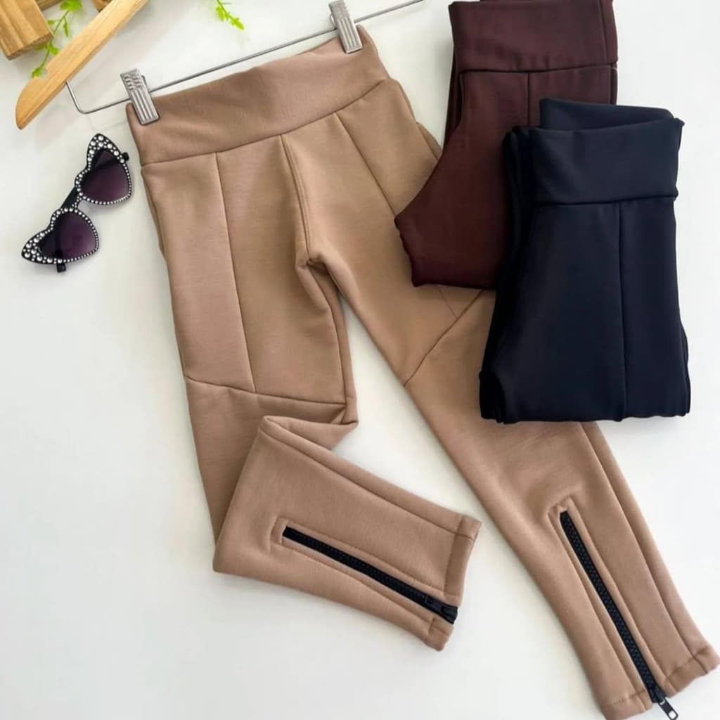 Calça Infantil Estilo Montaria Menina Flanelada Infantil Tamanhos 2 ao 12 Zíper Frontal