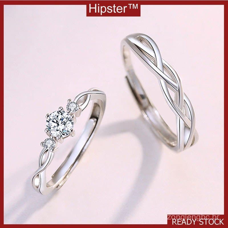 Anéis De Casal Elegante Diamante Floral Romântico Vazado Entrecido Casal