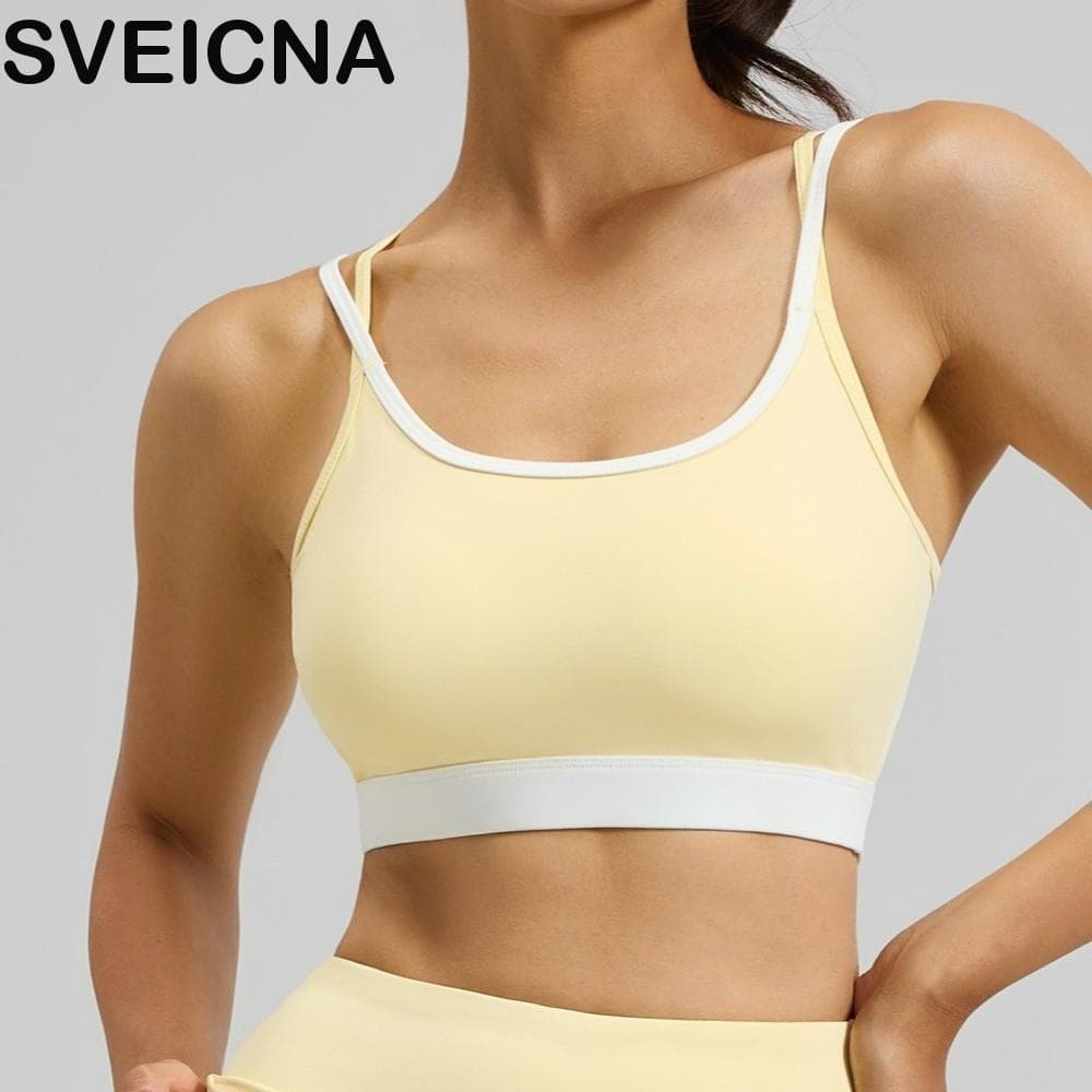 SVEICNA Roupa Íntima Para Ioga , Sutiã Esportivo Feminino Anti-Vibração À Prova De Choque , Colete Sem Costura Com Almof