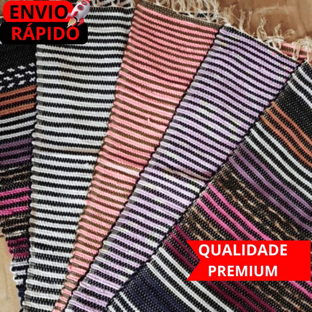 Tapete Tear Quadro 78x48cm Artesanal Para Sala Quarto Banheiro Cozinha - Sortido