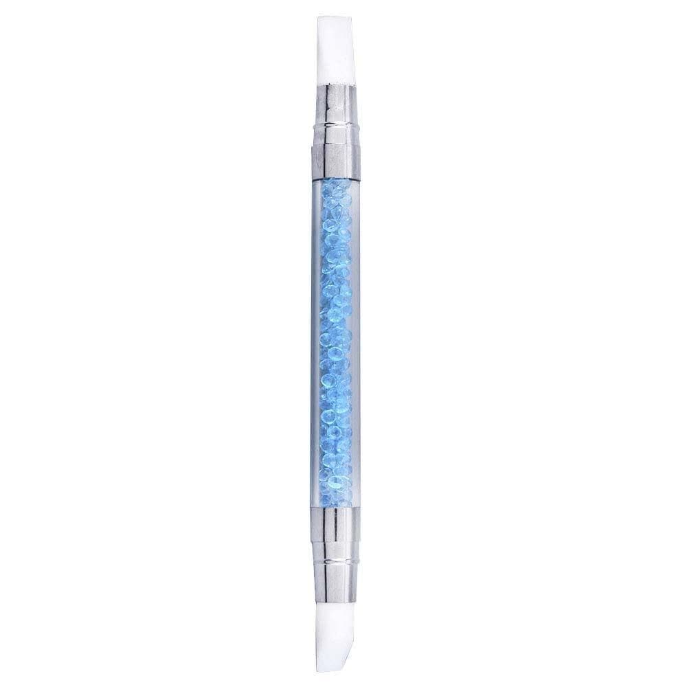 Pincel de Silicone de Ponta Dupla para Nail Art, Ferramenta de Pontilhamento para Manicure em Gel em Casa ou Salão (azul