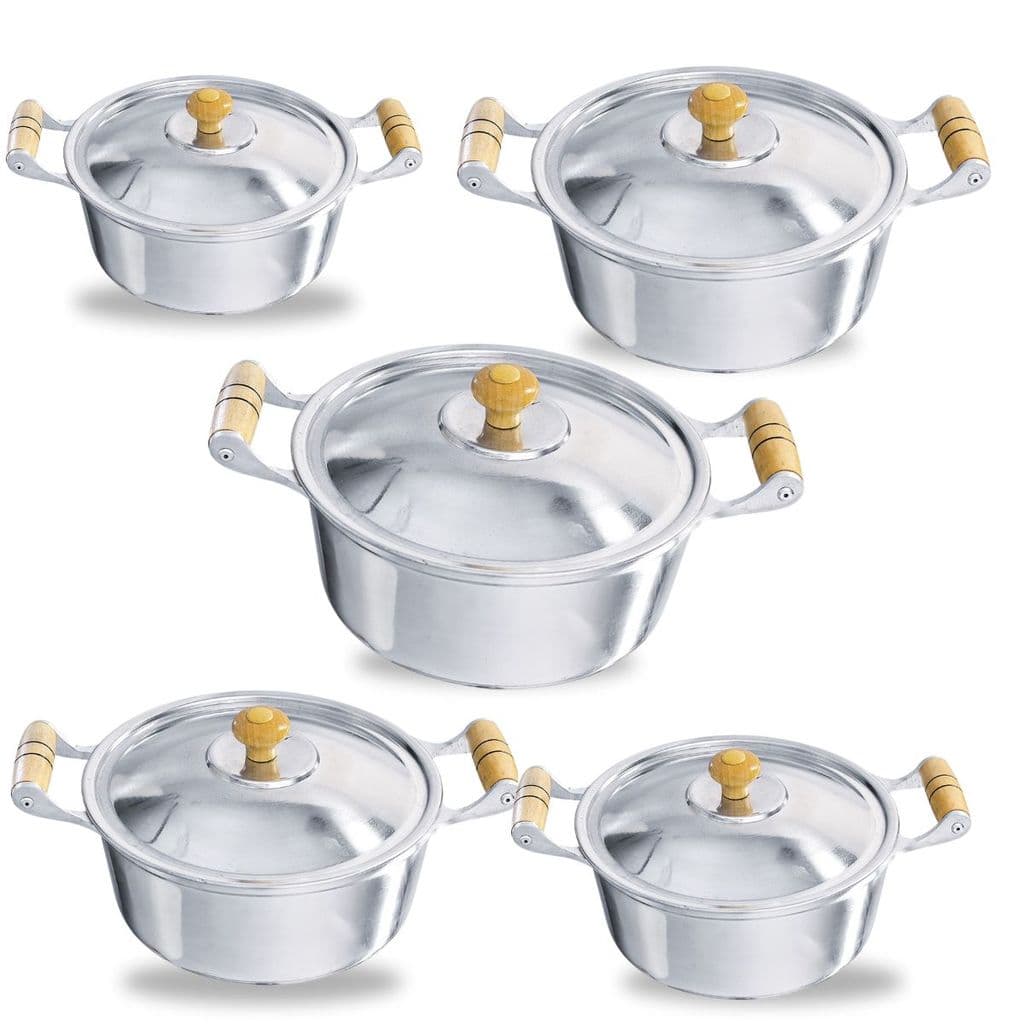 Jogo 5 Panelas De Alumínio Fundido Grosso Kit 5 Caçarolas Aluminio Batido