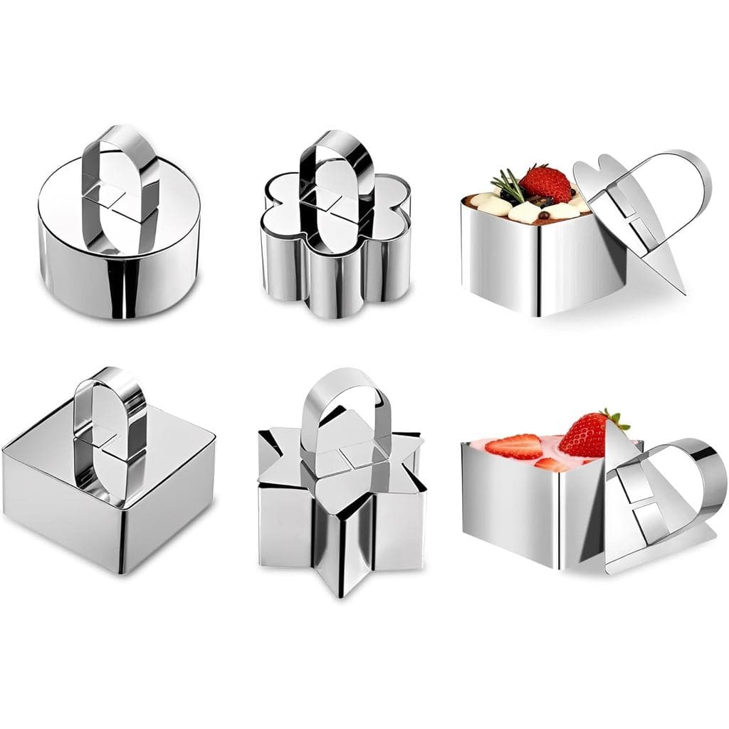Aros para Bolo, Aros de Cozimento, Moldes Mousse de Sobremesa em Aço Inoxidável com Empurrador para Preparação de S