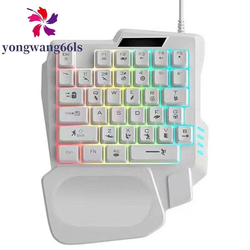 Teclado De Mão Única YONGWANG , Mini USB Com Uma , Mecânico Luminoso Para Jogos De 35 Teclas