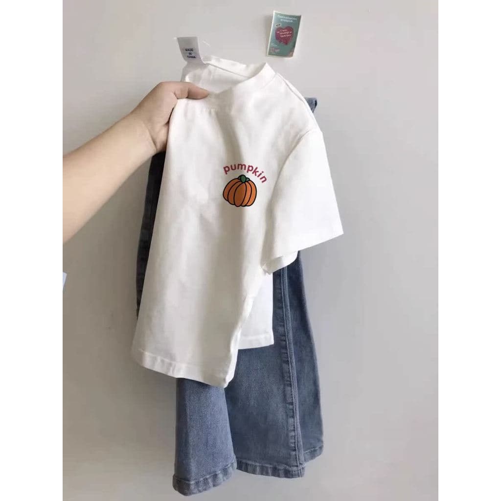 Americano simples frente ombro de manga curta branco camiseta feminina verão moda nicho solto All-Match meia manga roupa