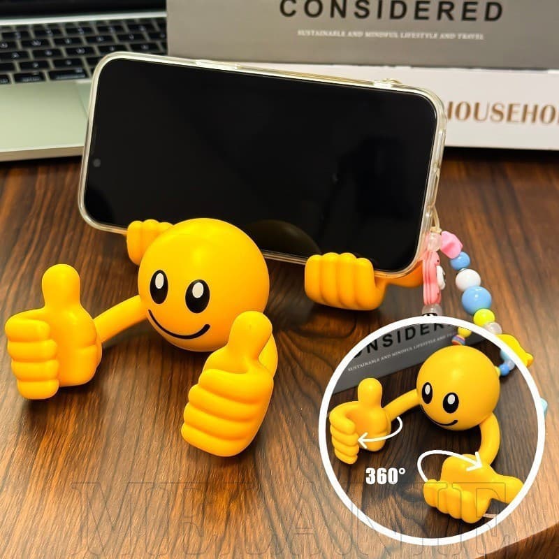 Suporte Preguiçoso Para Celular-Telefone Com Rosto Sorridente Giratório Criativo Polegar-Organizador De Mesa De Escritór