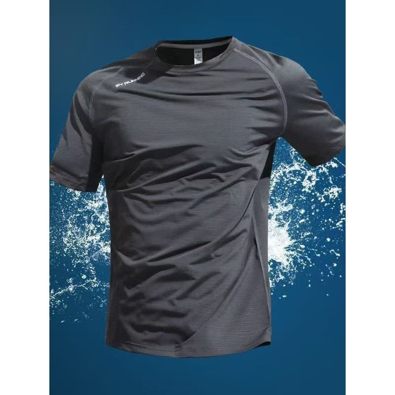 Roupas de secagem rápida de seda gelo camiseta masculina esportes de manga curta estilo fino verão roupas de Fitness res