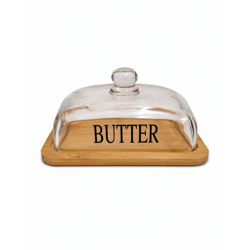 Manteigueira Butter em Vidro Suporte em Bambu 17x13cm 22548 - Vencedor