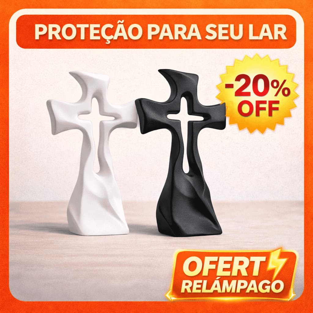 Cruz Moderna Decorativa Minimalista - Design Orgânico 3D (Preto ou Branco)