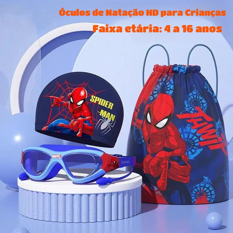Óculos De Natação Homem-Aranha Anti Embaciamento Visão HD Proteção UV Antifog À Prova D’água Para 4 e16 anos Crianças