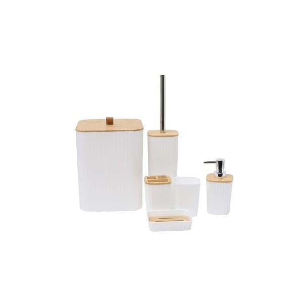 Kit Banheiro 06 Peças Branco Quadrado Ref:BH26080 Mimo Style