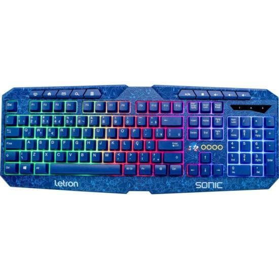 Teclado Gamer Letron Sonic USB Led Azul 117teclas