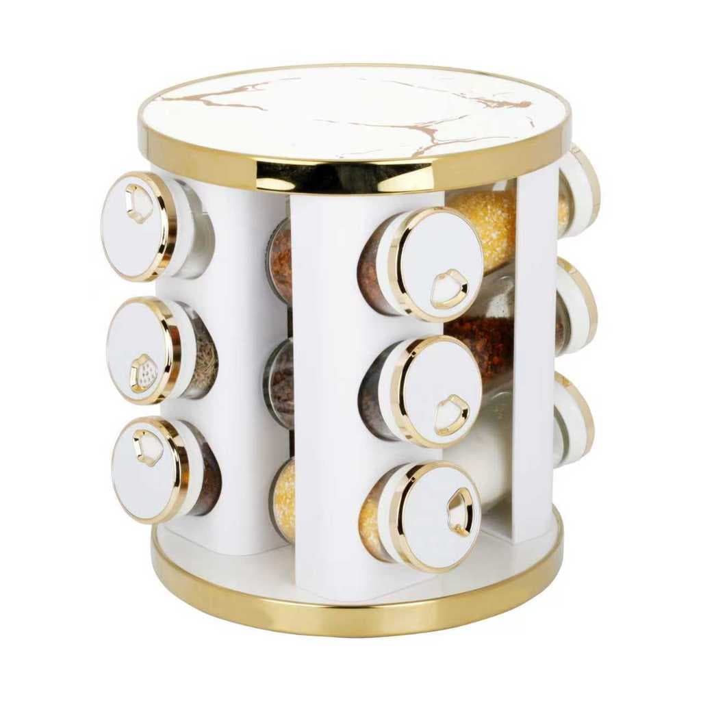 Porta Tempero Giratório Branco de Vidro 100ml 13pçs – Ruvolo