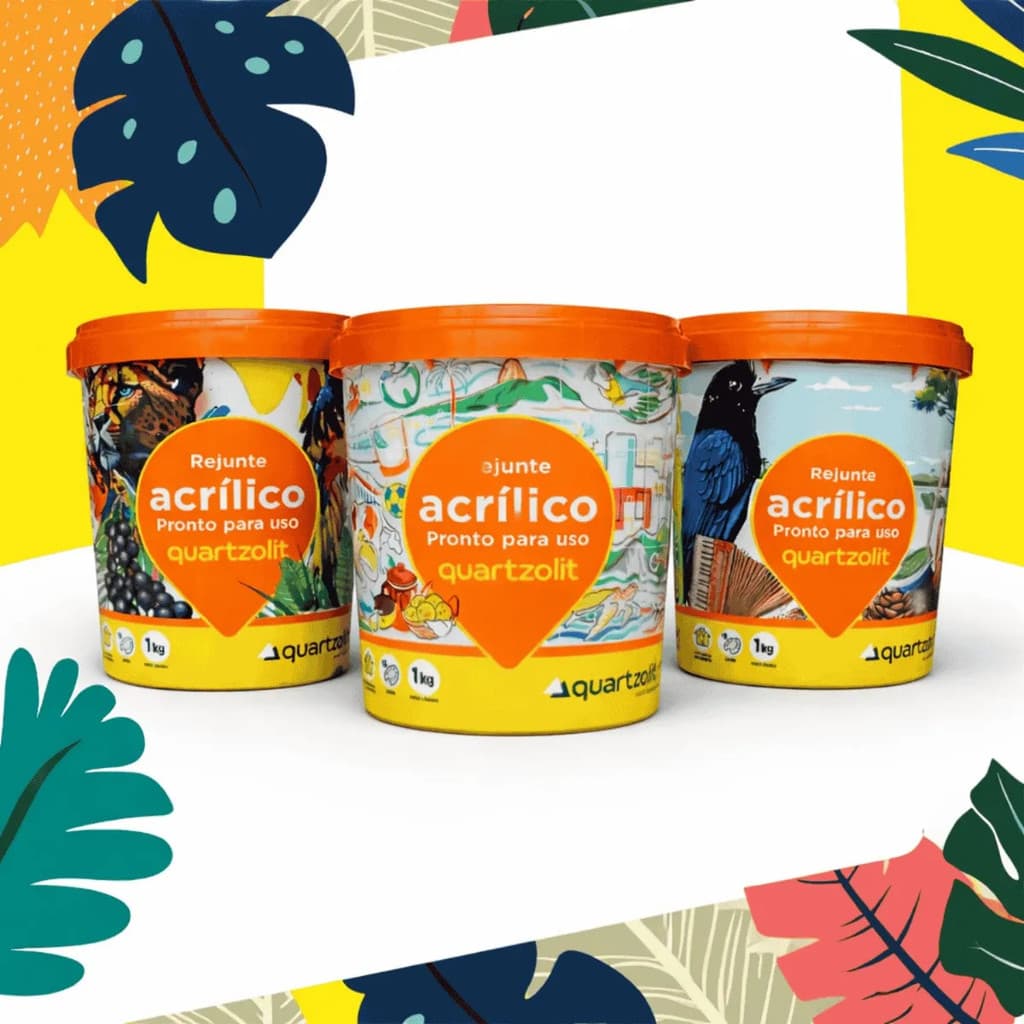 Kit 3 Rejunte Acrílico Pronto 1kg Marrom Café Quartzolit Impermeável Antimofo Piso