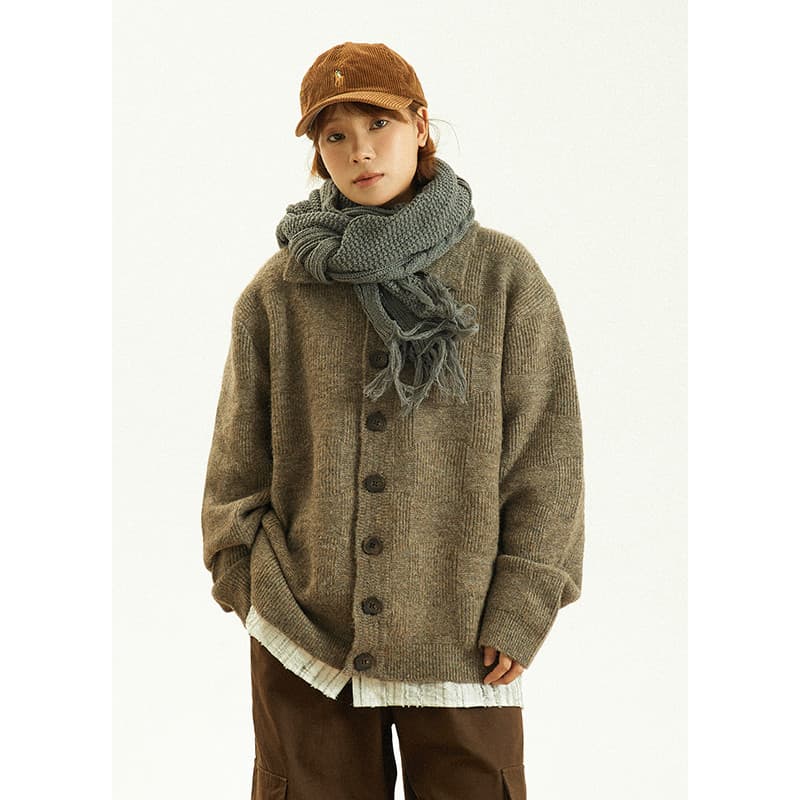 GoodNorth Outono Inverno Exterior Desgaste Suéter Pesado Cardigan Jaqueta Homens Mulheres Preguiçoso Solto All-Match Kn