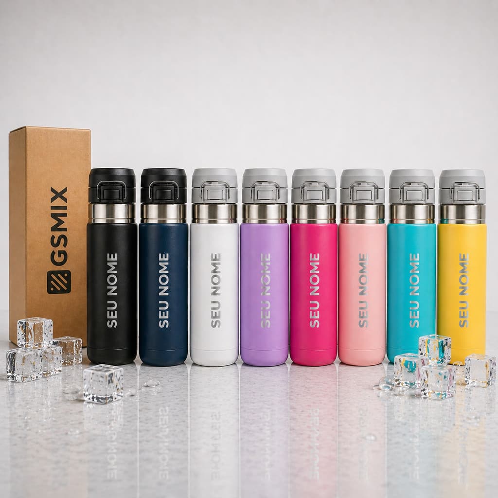 Garrafa Termica Personalizada Inox Água 850ml Seu Nome Logo Academia Faculdade Escolar