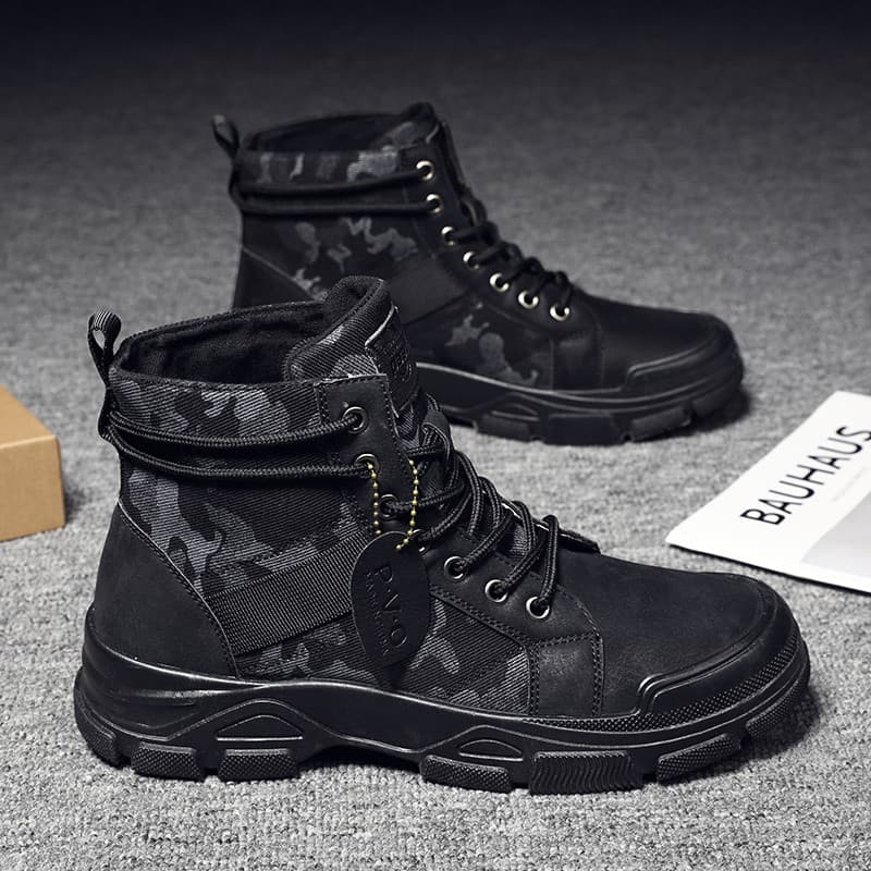 Botas Martin de lona masculinas, verão 2026, novo estilo, canteiro de obras, sapatos da moda, camuflagem ao ar livre, se