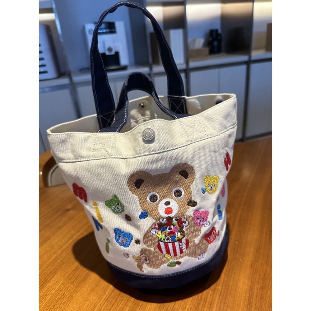 Miki novo estilo bolsa de lona de grande capacidade feminina dos desenhos animados mamãe bolsa bordado balde saco de cam