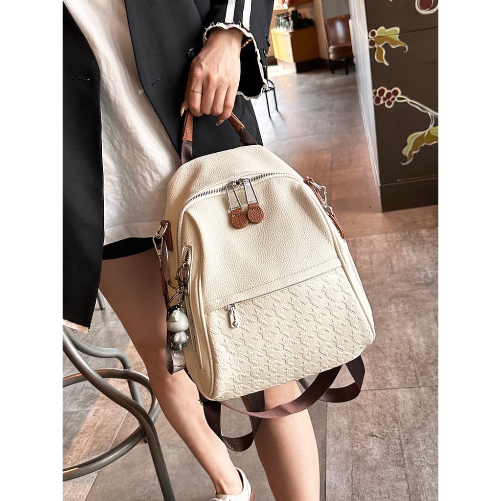 Mochila feminina estudante universitário mochila 2025 novo estilo multifuncional xadrez mochila feminina High-End Commut