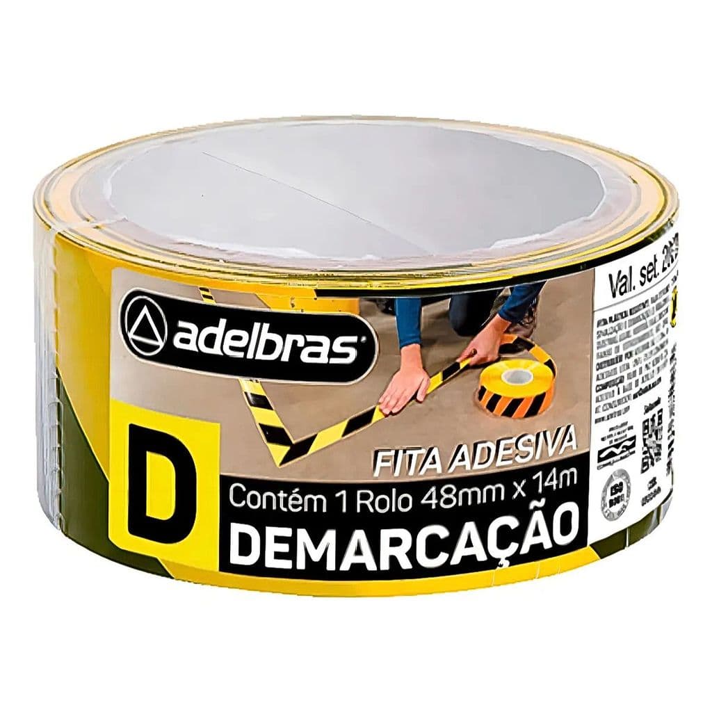 Fita Demarcação de Solo Faixa Zebrada PVC 48mm x 14m